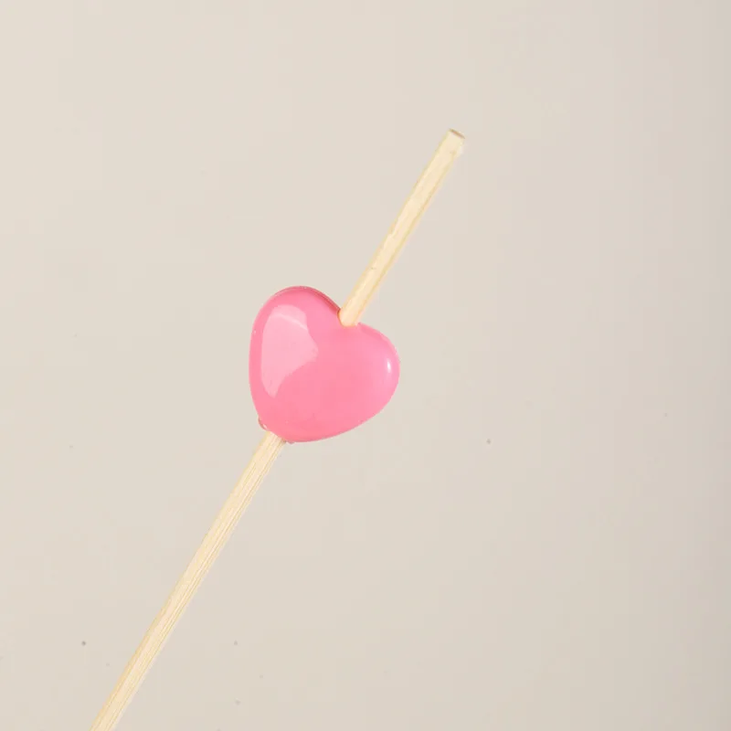 Heart shape cake dessert decorate bamboo sticks high-quality disposable cocktail picks party food skewer fruit bamboo sticks