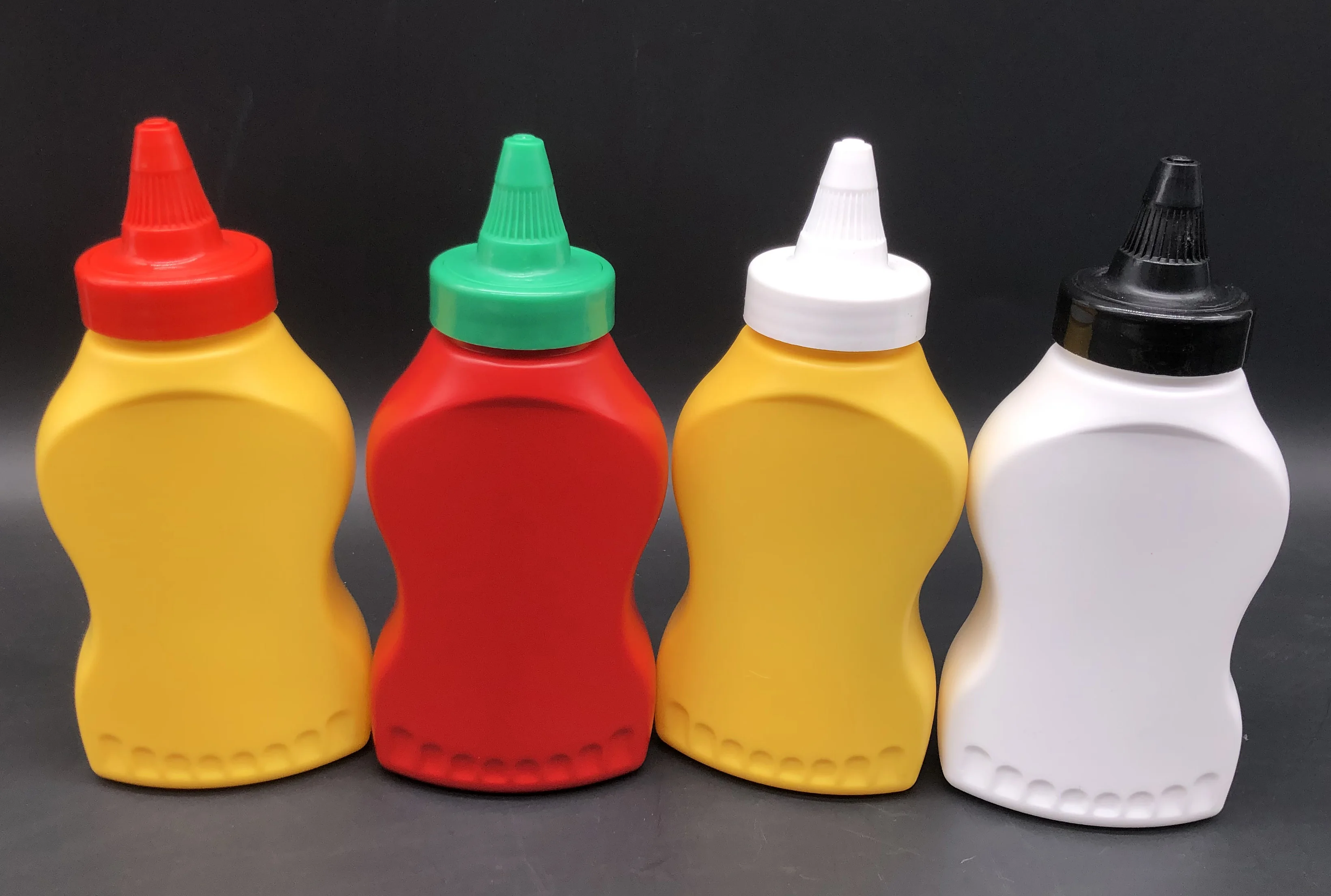 PE 220ml plastic flat ketchup bottles squeeze sauce bottles