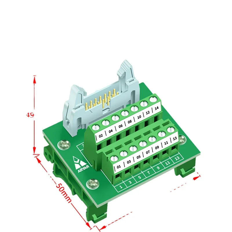 IDC14 Mini male terminal block breakout board  connector PLC relay adapter DIN Rail Mounting Breakout board