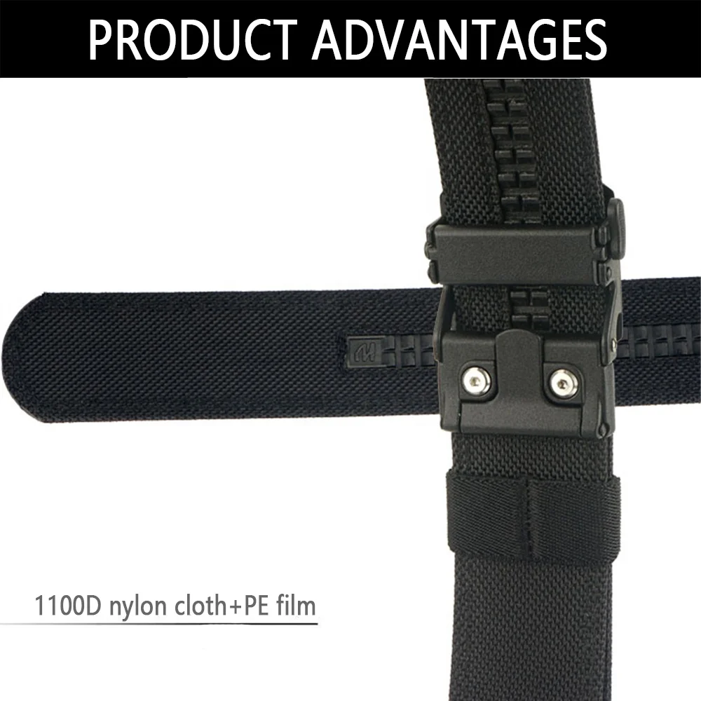 Wholesale Bilayer Nylon Hard Tactical Belt for Men Automatic Metal Heavy Duty Utility EDC Belt  IPSC Outdoor Casual Belt Factory