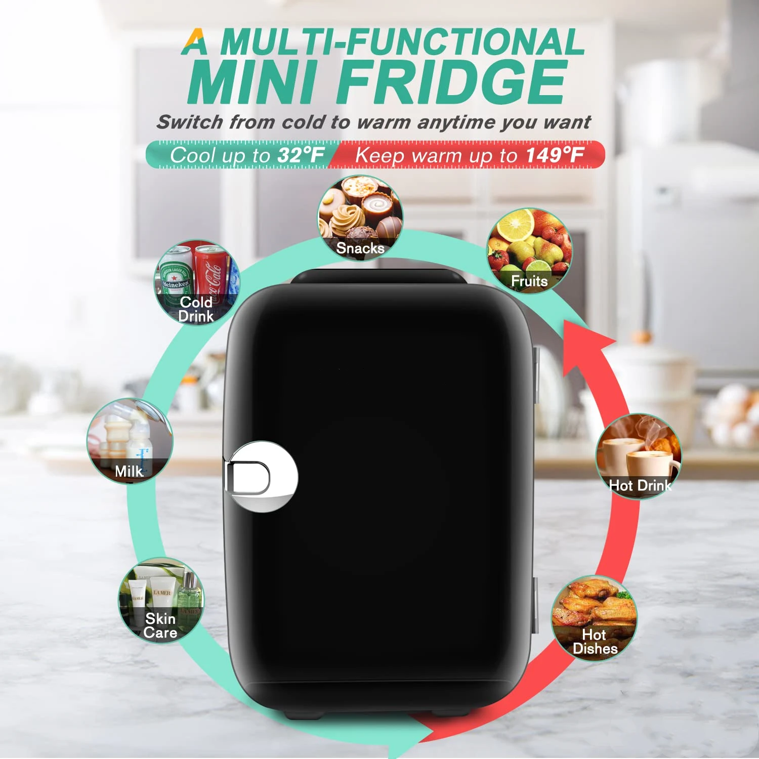 Portable Mini 4 L Desktop Skincare Cosmetic Cooler Car Refrigerator Fridge For Auto Bedroom Office