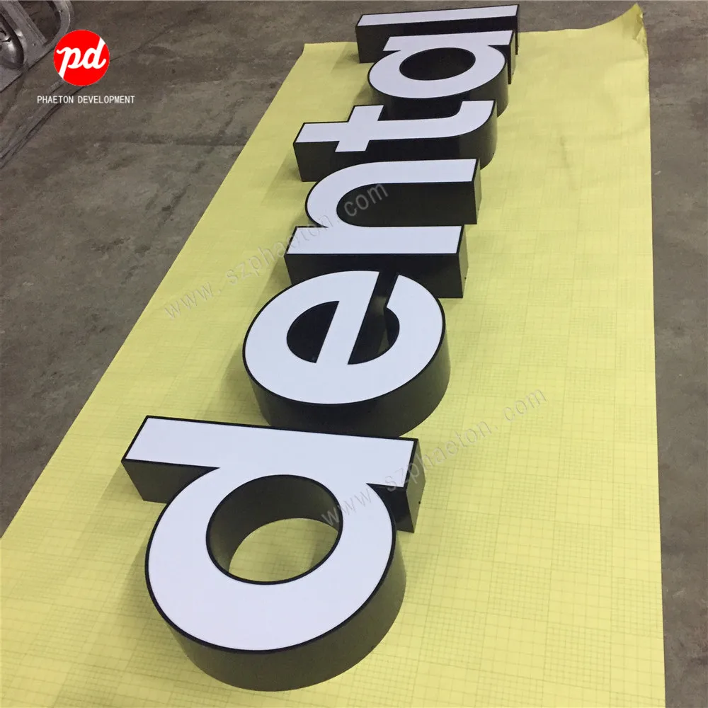 Custom 3d Led Light up Illuminated Channel Letter Sign Front Lit Metal Shop Banner Acrylic Dental Signs