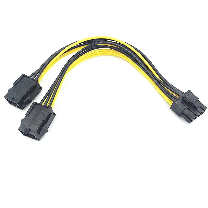 Computer Cable 20CM PCI Express PCI-E Dual 6Pin Female to 8pin Male GPU Video Graphics Card Power Adapter Cable 18AWG