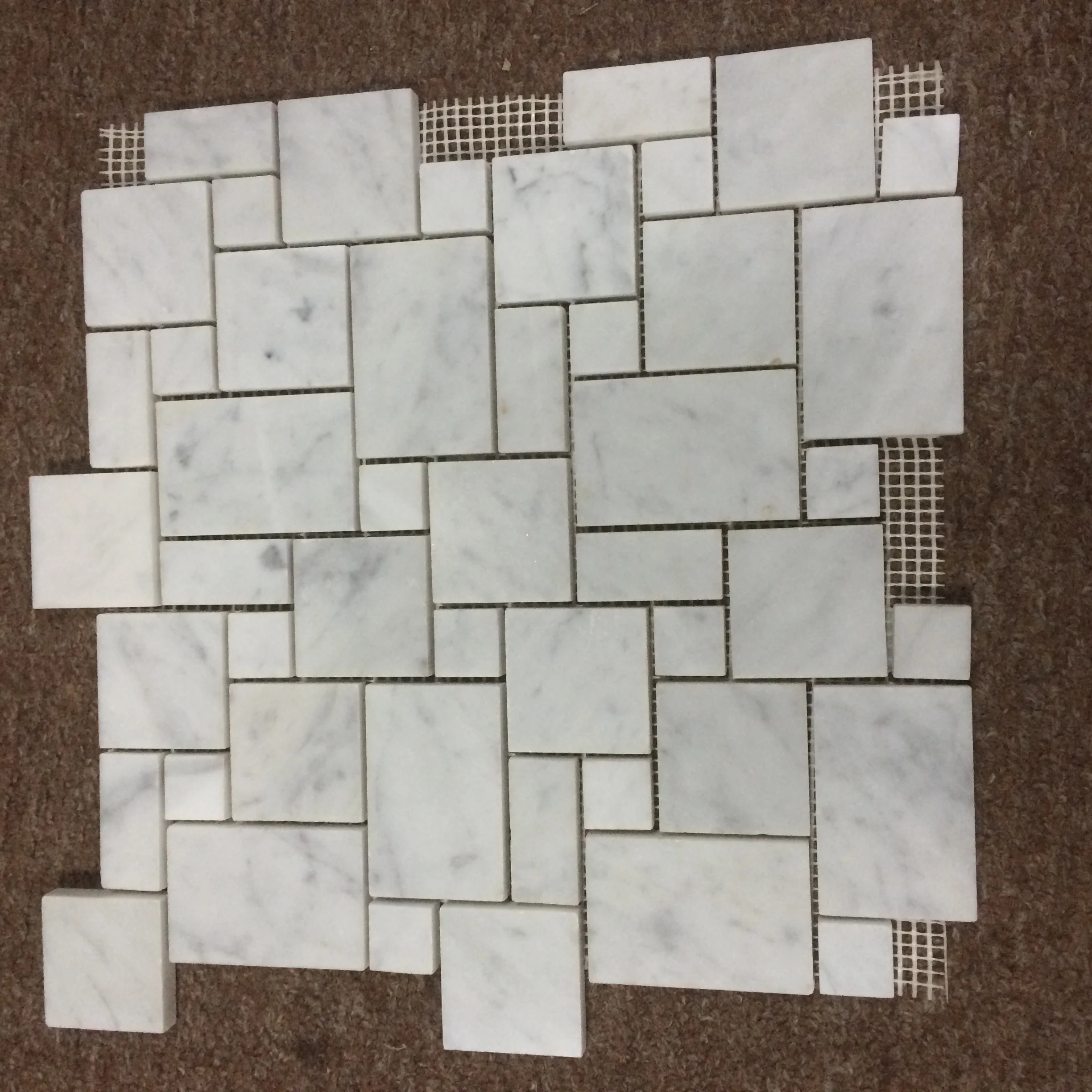 Classic America Style Mini French Pattern Mosaic Tile White Marble Tile Floor Mosaic Tile For Villa Bathroom Decor