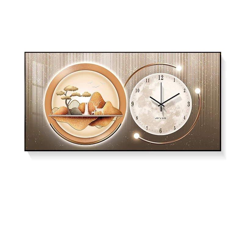 wholesale Modern Luxury Home Electric Meter Box Cover Decoration Paintings Flip upHome Hidden Switch Silent Clock Decoration