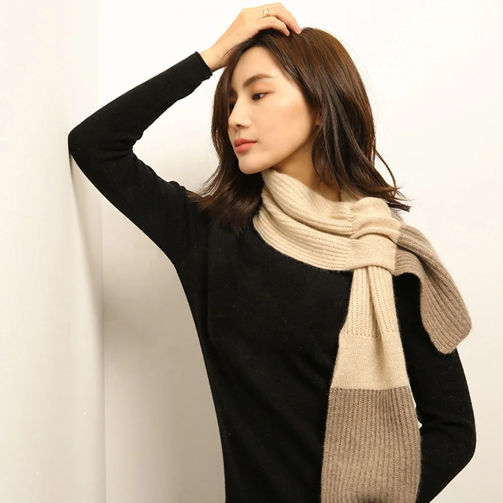 undyed natural color winter women cashmere scarf multicolor custom knit luxury fashion cashmere snood scarves stoles