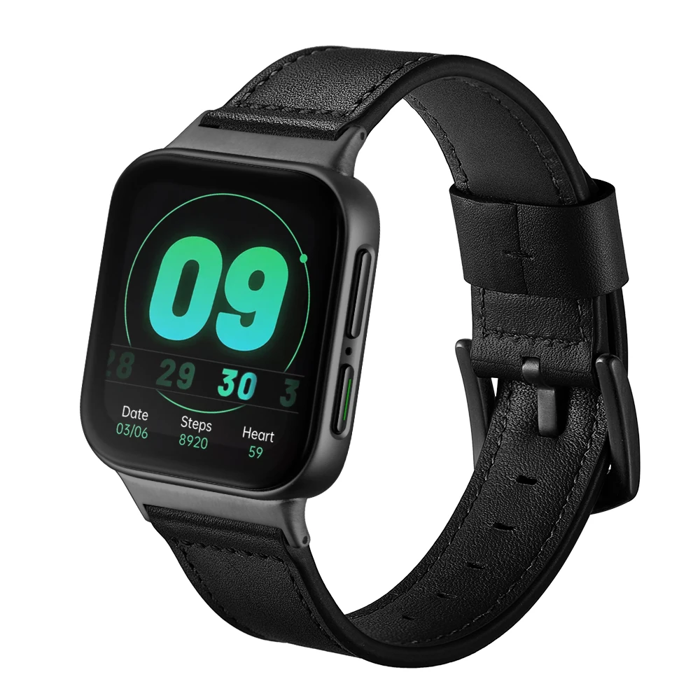 Watch Band For Oppo Smart Watch Genuine Leather Strap Watchband Knife Shape End Replace Bracelet Band Watch Accessories