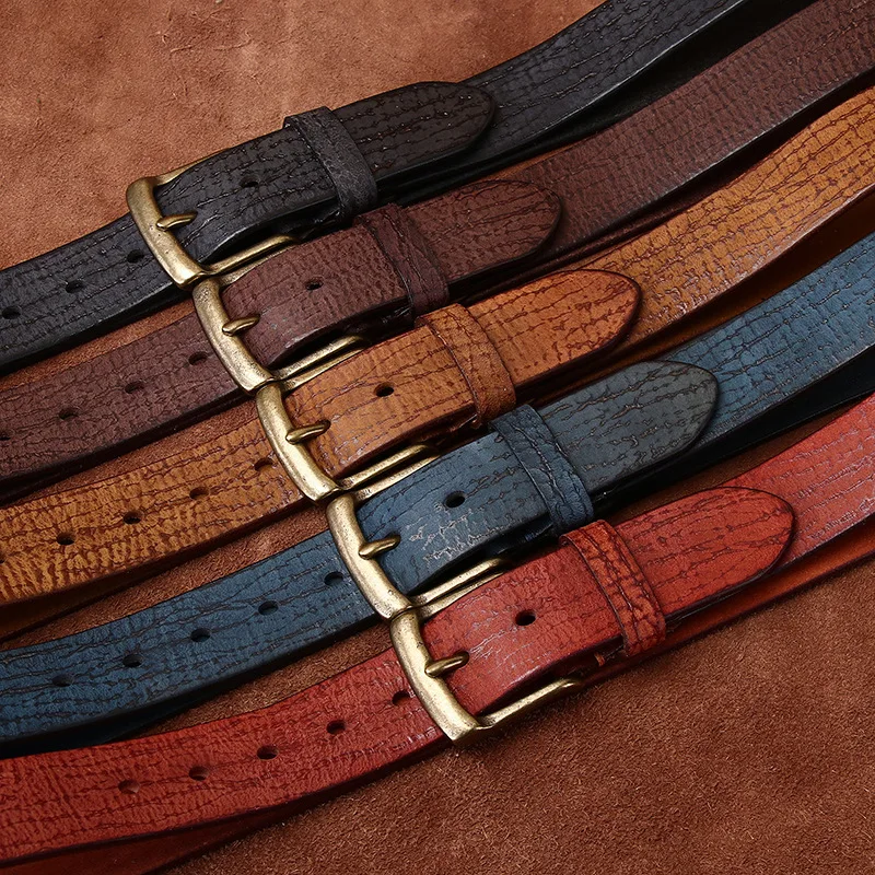 New vintage do old trend personality niche leather belt male leather needle buckle layer cowhide casual denim belt