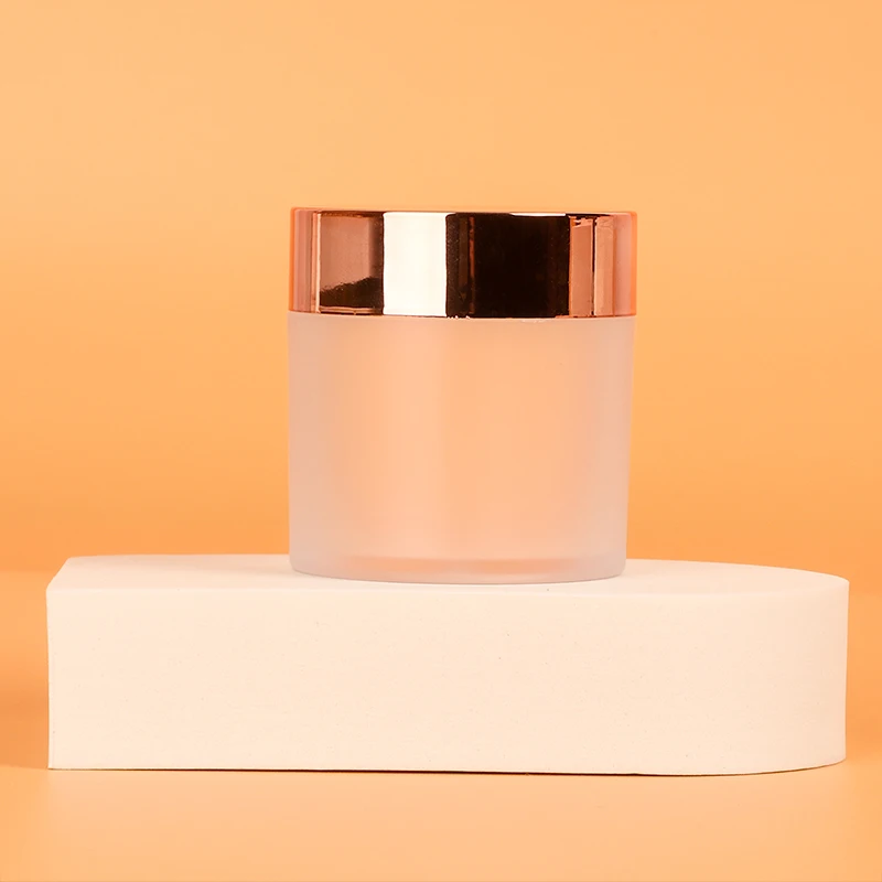 20g 30g 50g acrylic frosted round shape pet lip scrub containers plastic cosmetic face cream jars with rose gold lids