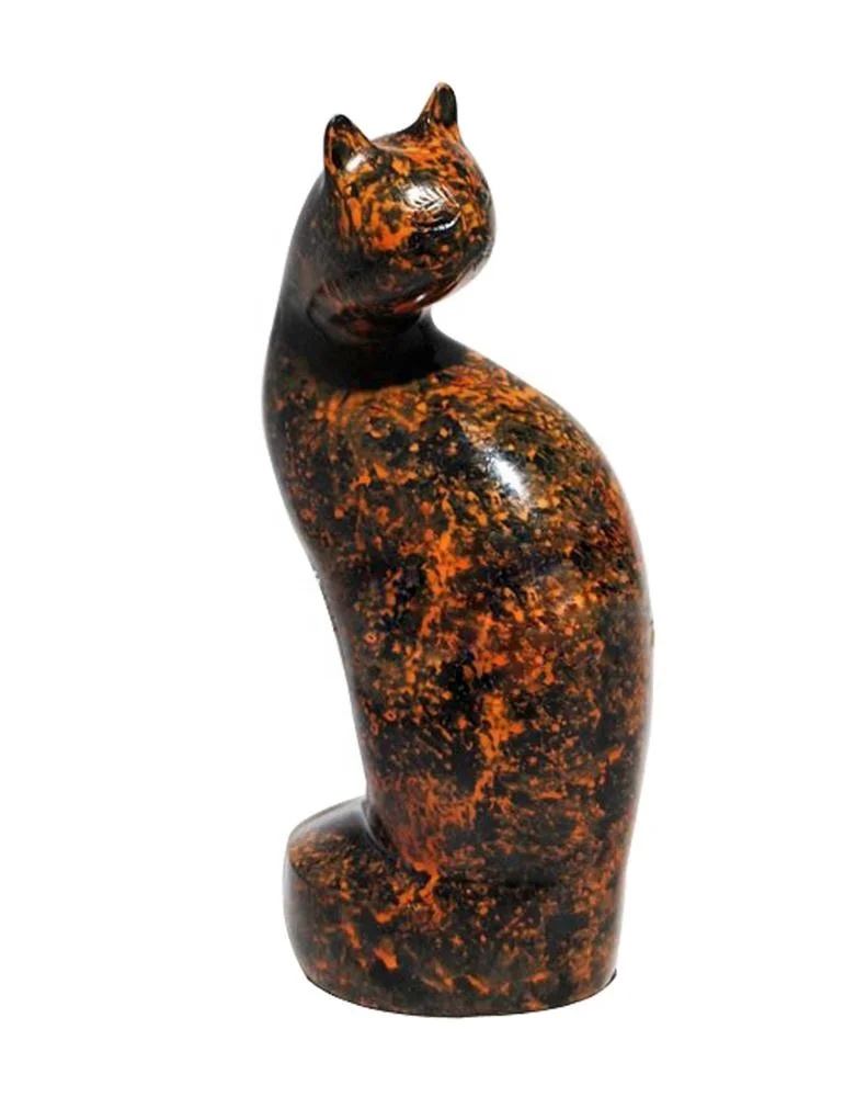 Rust Patina Calico Sitting Cat Urn (Brass Pet Urn) !