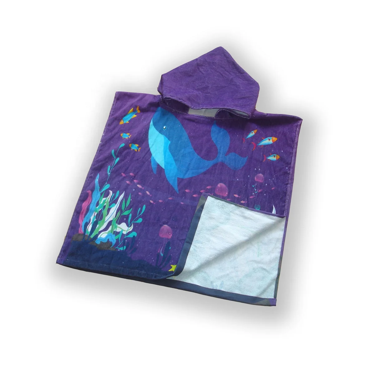 100% cotton personalized children poncho towel quick dry bath  hooded towel custom cartoon pattern printed kids beach towel