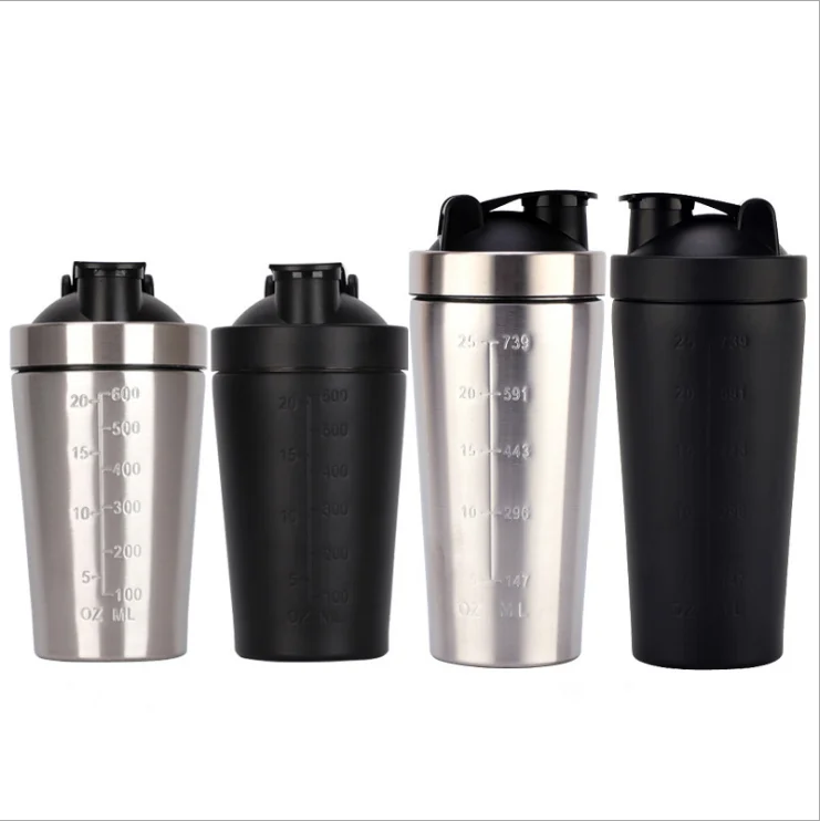 Wholesale 500ml 750ml Single Wall Stainless Steel Shaker Bottle Fitness Gym Metal Protein Shaker Bottle