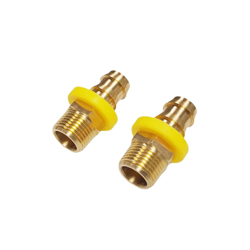 European Series Brass Hose Nipples Fitting with Yellow collar hex push on nozzles