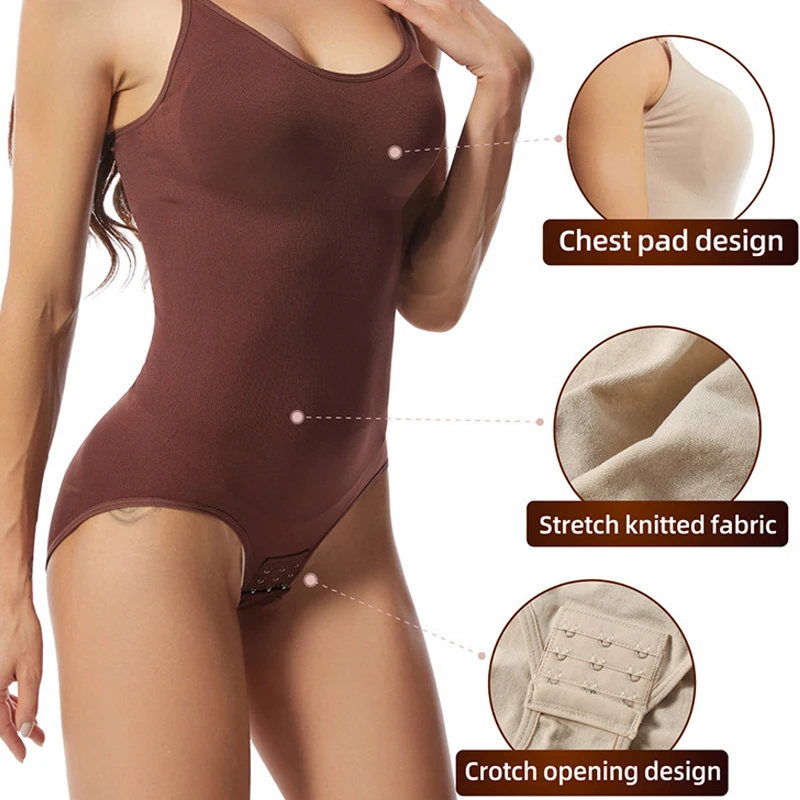 Women Open Crotch Seamless Elastic Slimming Bodysuit Waist Trainer Butt Lifter Tummy Control Body Shaper Shapewear