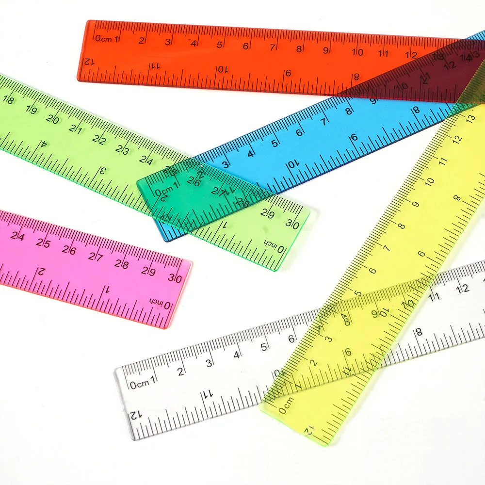 Wholesale 30 cm Popular Student Multi Color Transparent Plastic Ruler for Office School Stationery