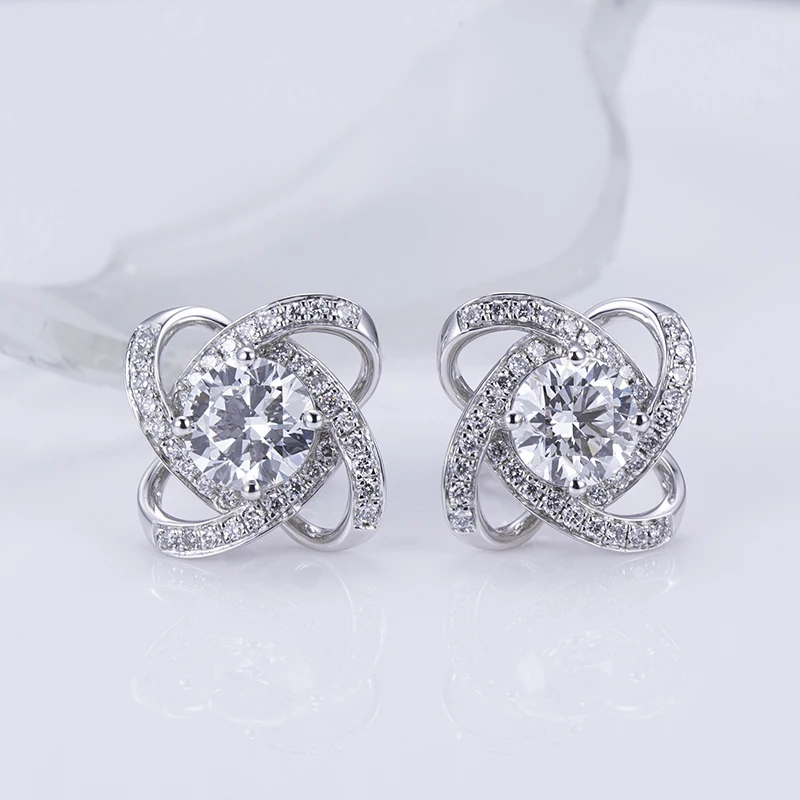 Mishang Fine Jewelry Platinum PT950 1.0ct Round Brilliant Cut Lab Grown Diamond Stud Earrings Lab Diamond Customised Jewelry