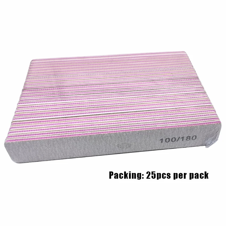 Hot Sale Wholesale Professional Manicure Tools High Quality Emery Board Half Moon Rectangle Nail File Zebra Grey 80 100 180