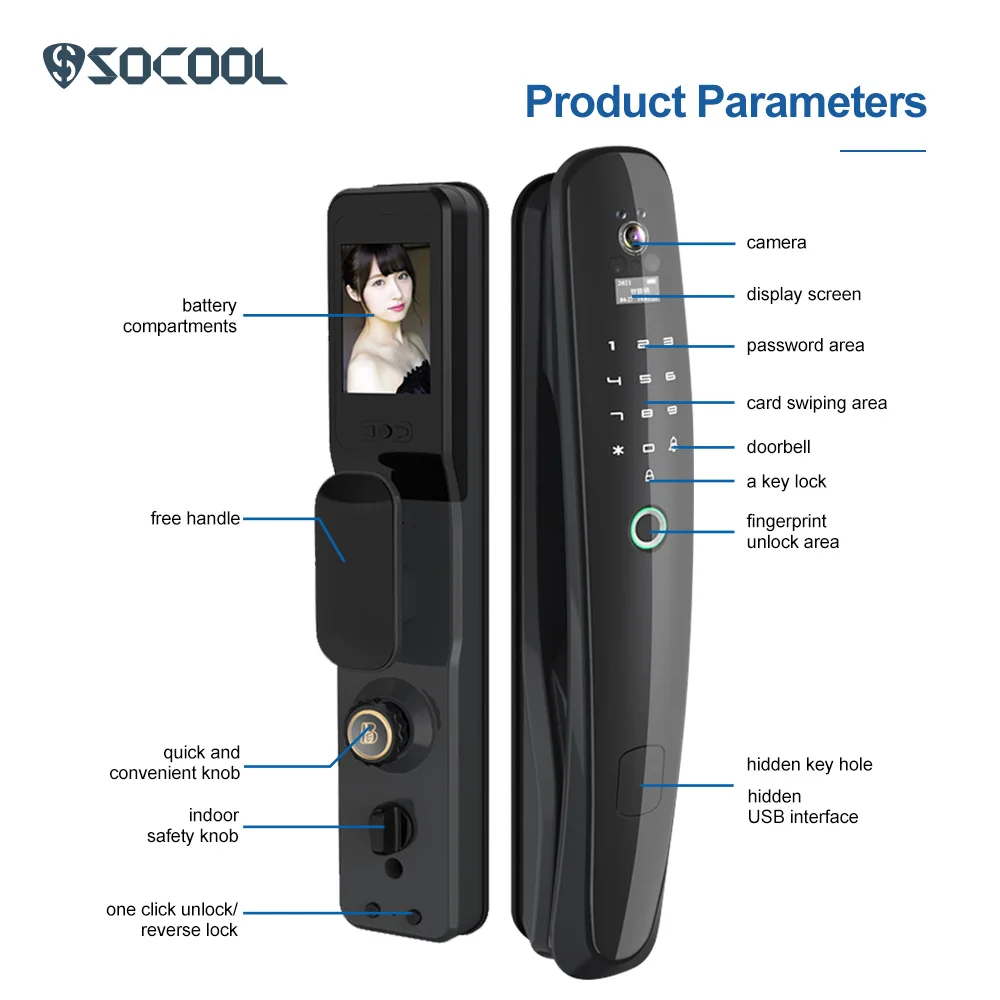 Socool умная дверь с камерой новый стиль Лидер продаж для использования в отеле Wi-Fi App и