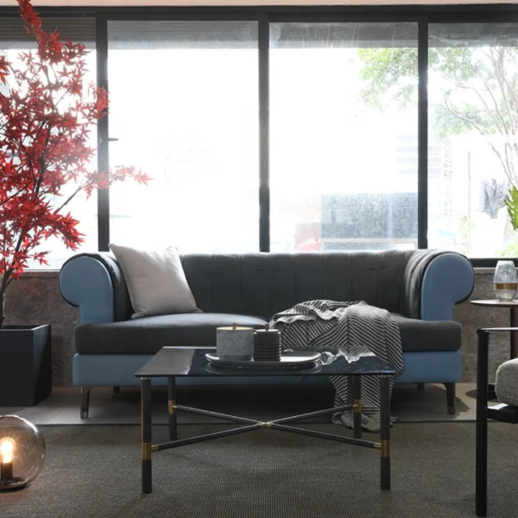 italy modern living room sofa sky blue copy leather 2 seater couch sofa set