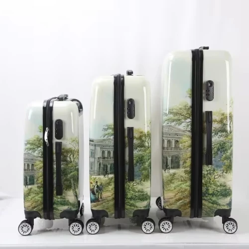Custom Printed ABS PC Trolley Travel Luggage Adorable Beauty Case with Spinner Wheel Fashionable Suitcases for Women