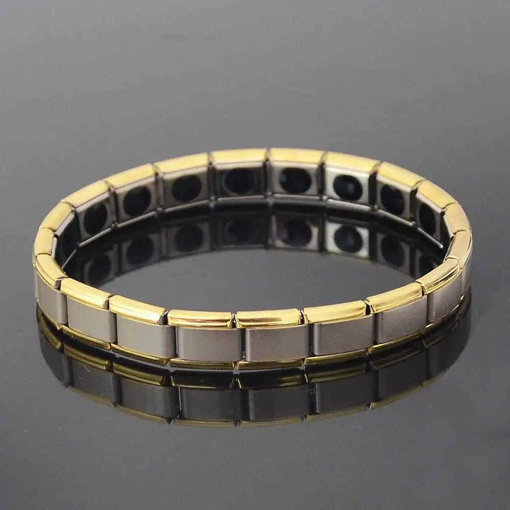 Stainless Steel Germanium Plated Gold Bracelet Titanium Steel Jewelry Energy Magnetic Therapy Health Bracelet