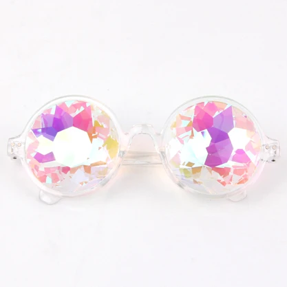 best selling kaleidoscope glasses a fancy dress ball  party round frame colorful crystal glass lenses sunglasses goggles