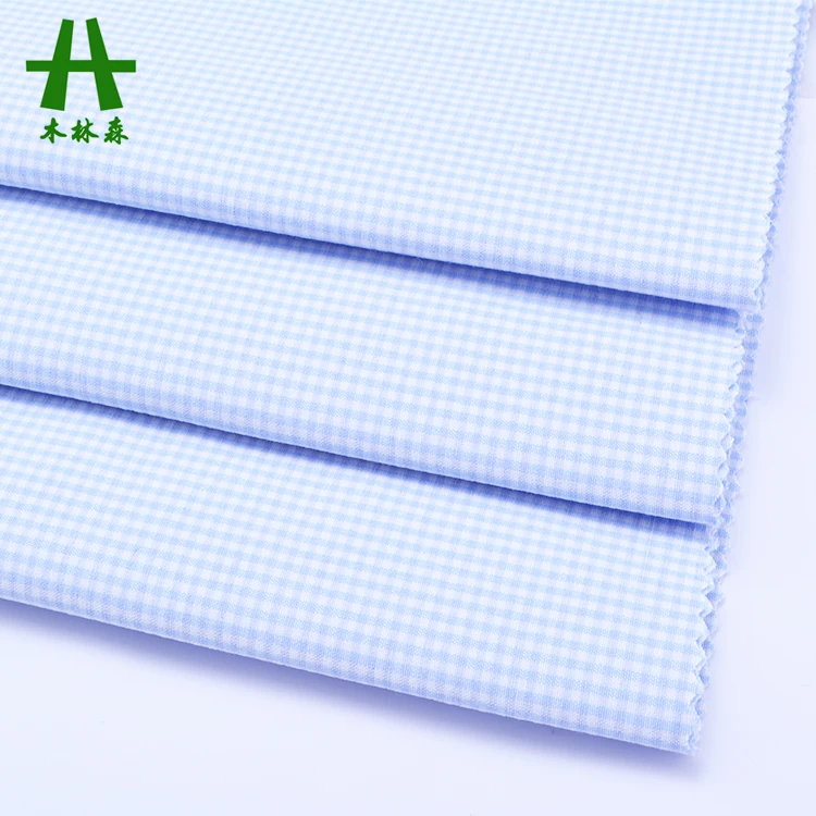 Mulinsen Textile Blue Grid Yarn Dyed T/R/N Bengaline Fabric