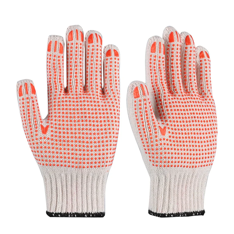 Colorful Cotton Knitted Safety Gloves PVC Dotted Protective Cotton Gloves for Women
