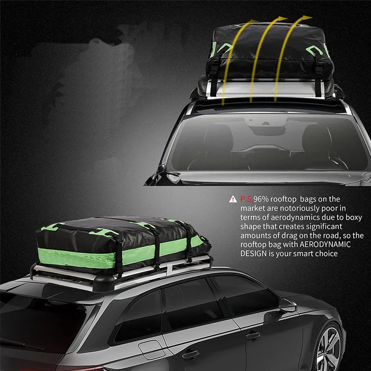 100% Waterproof Rooftop Cargo Carrier Heavy Duty 21 Cubic Car Roof Bag  Cargo Roof Storage Bag With Door Hooks