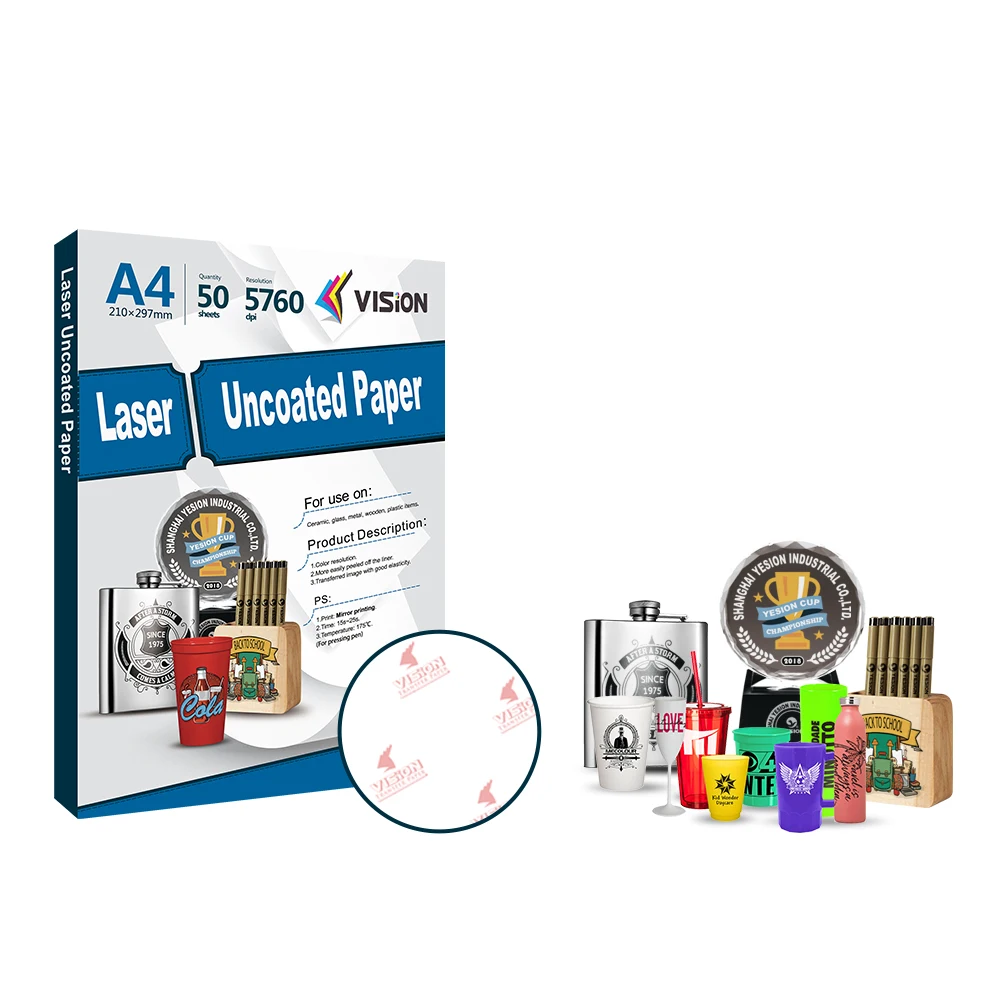 
A4/A3 laser uncoated heat transfer press paper for leather wallet ceramic tiles mugs glasses acrylic pen acrylic sheet trophie 