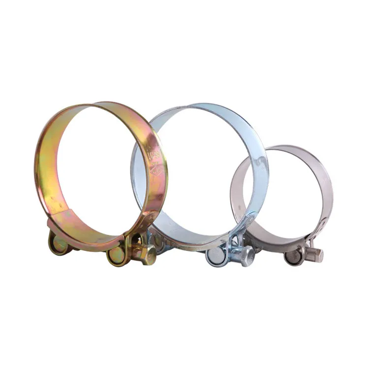 China Stainless Steel Hose Clamps Heavy Duty T Bolt Exhaust Pipe Clips Tube Fixing Clamps Metal Fastener Repair Clamps
