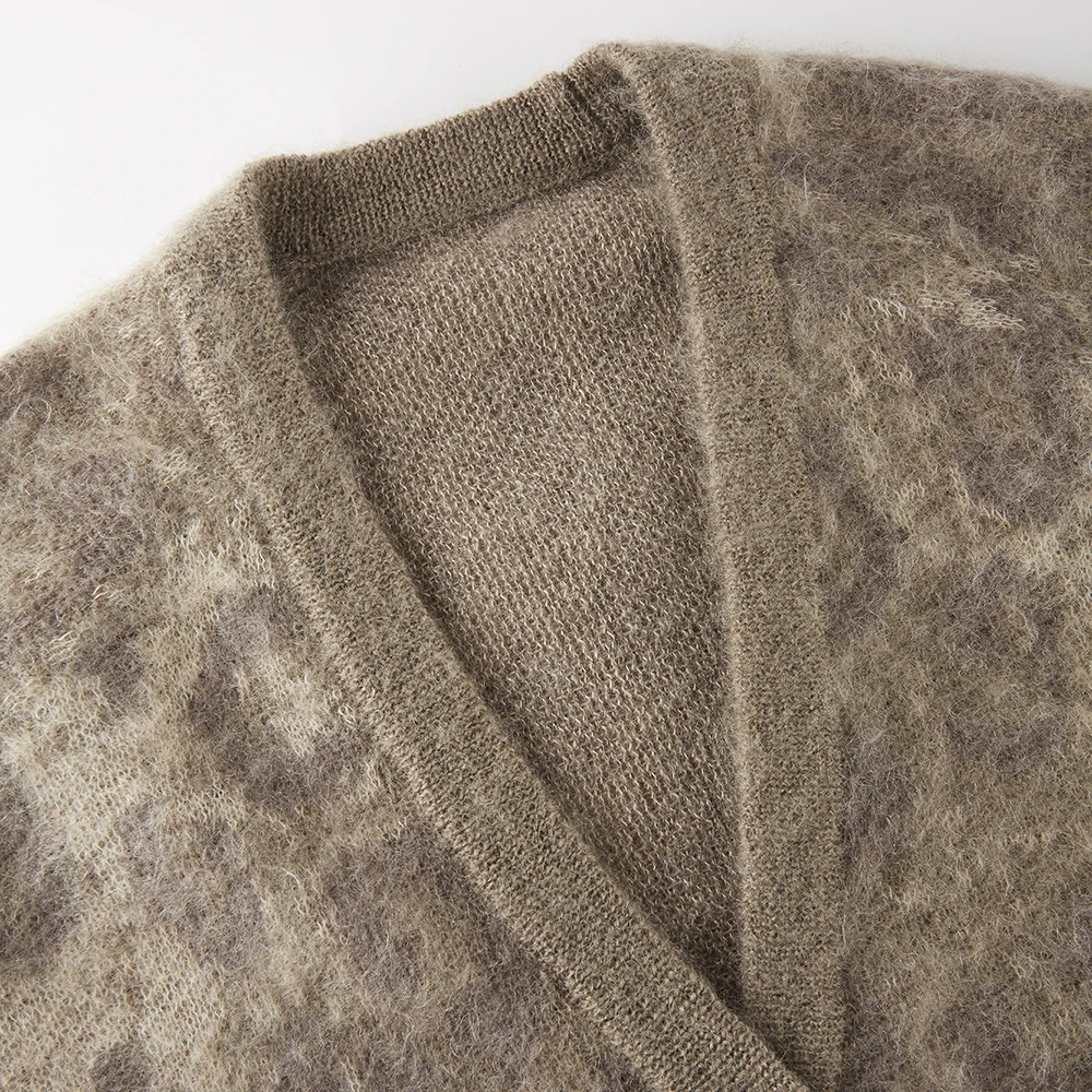 Трикотажный свитер для женщин, мохеровый Пушистый свитер, кардиганы, вязаная одежда, свитер, кардиган с V-образным вырезом, плотный вязаный компьютером зимний