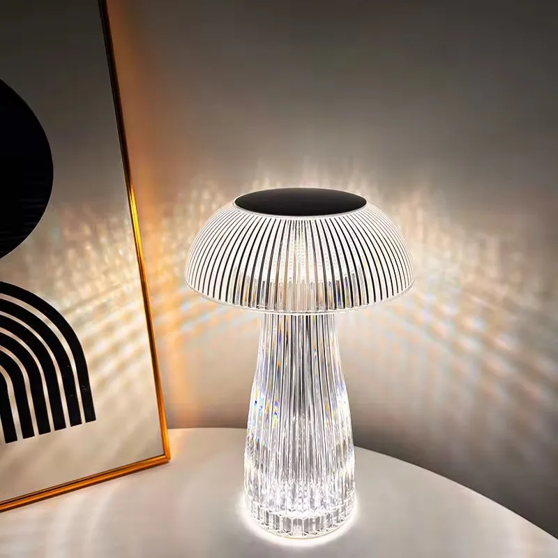 china new home Bedroom creative led touch remote control crystal mushroom table lamp