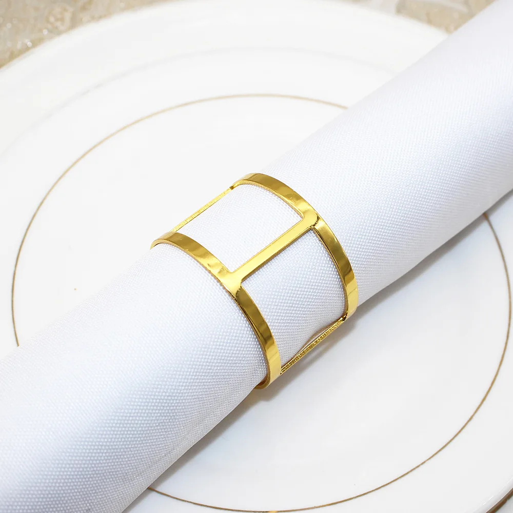 Gold Napkin Rings Christmas Napkin Circle iron Napkin Holders for Party of Table Settings