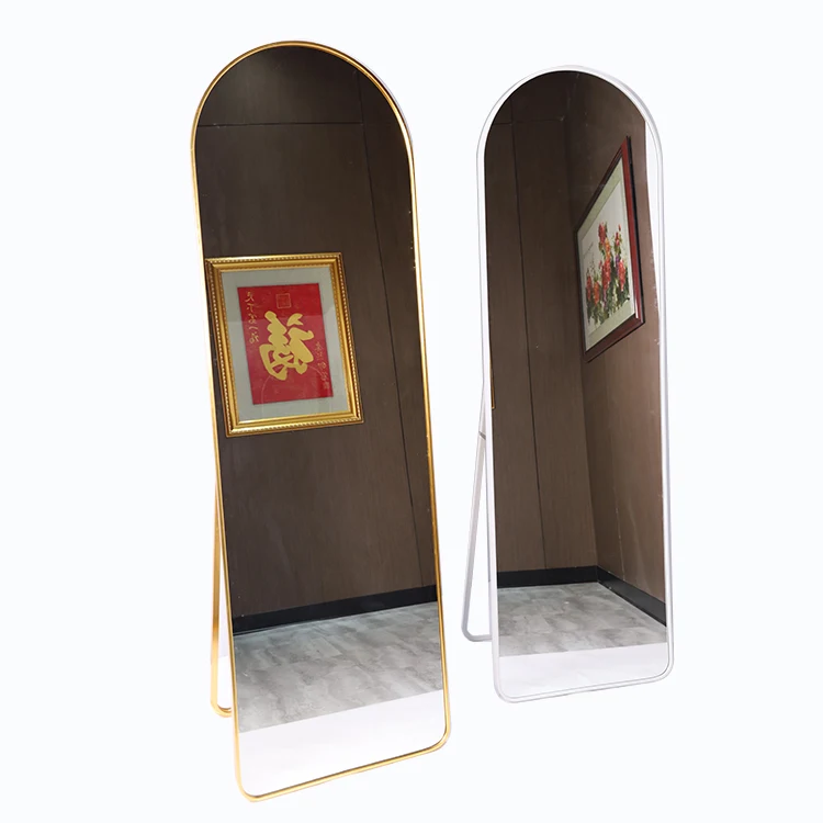 Simple Design Frame Arc Mirror Full Length Mirror Floor Standing Mirror With Support Frame