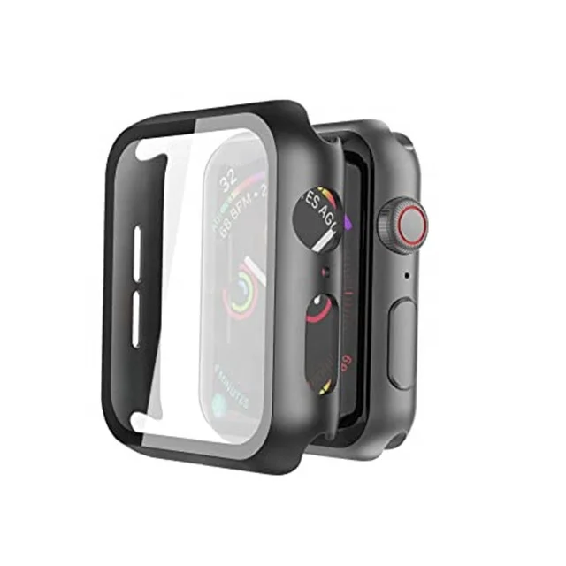 Amazon Горячая продажа новейший резиновый чехол для Apple watch с закаленным стеклом протектор экрана 38 40 42 44
