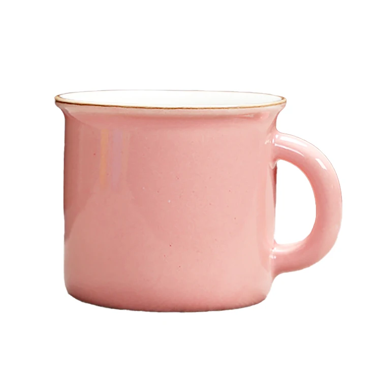 Wholesale Customized Logo Printing Coating Metal Ceramics  Drinkware Enamel Tea Cup Coffee Mug