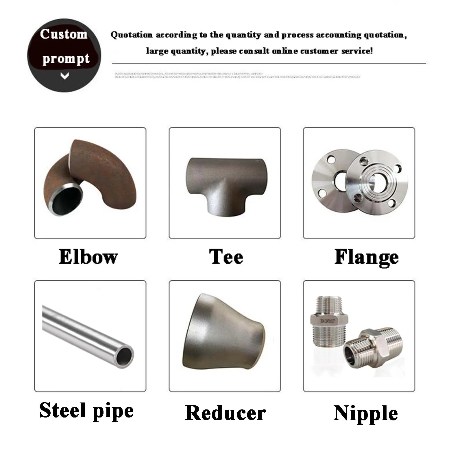 Factory Free Sample Injection Equal Molding Water Pipe Fitting Stainless Steel Aluminum Welding Pipe Fitting