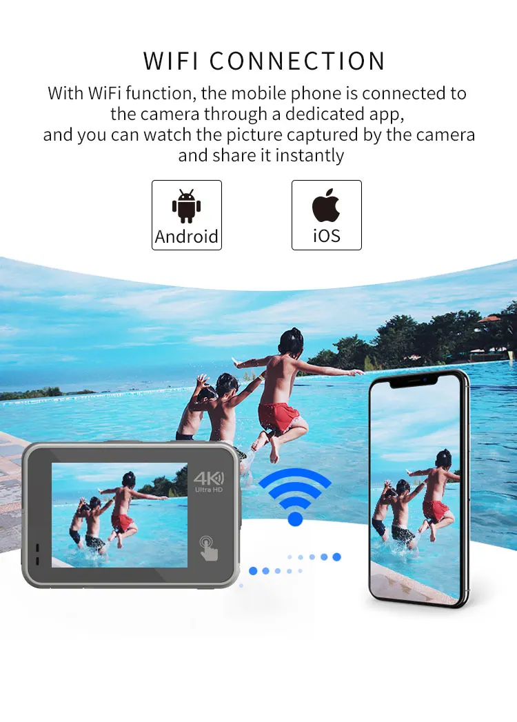 HDKing new body waterproof Icatch V39 DSP IMX078 sensor real 4K action camera for underwater and diving