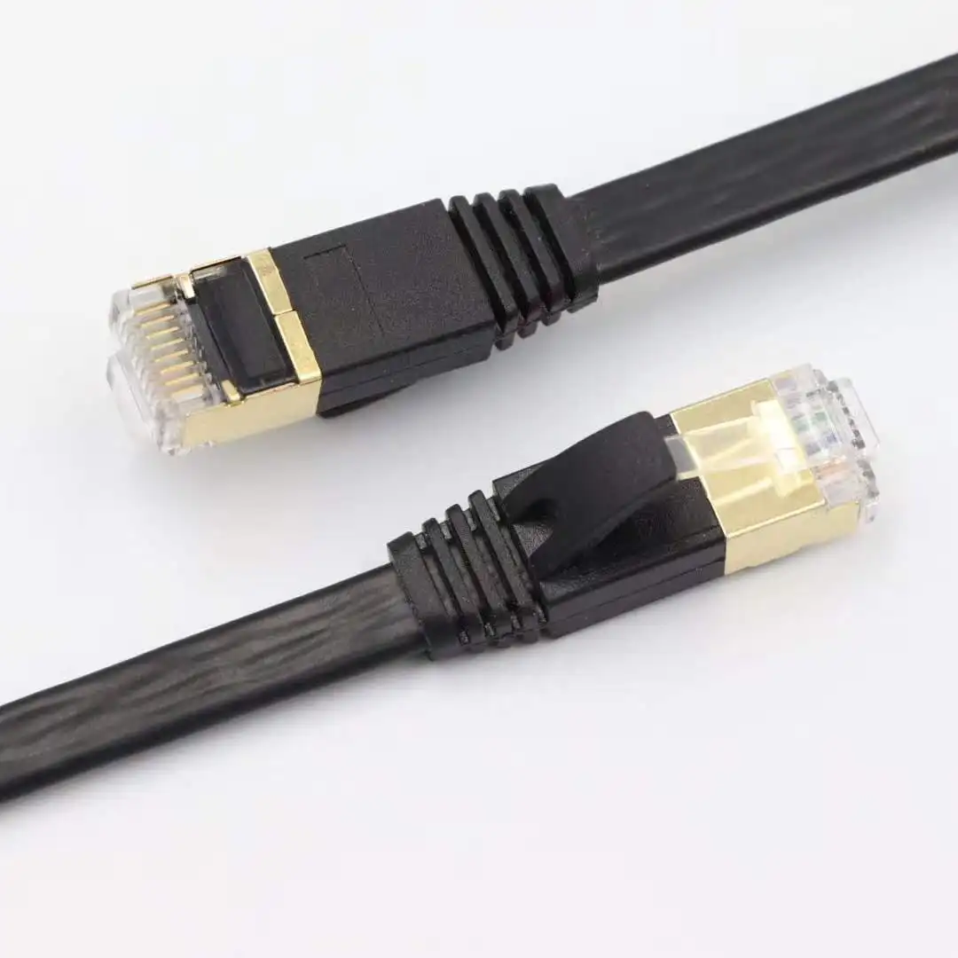 Позолоченный плоский соединительный кабель 15-30 м 26Awg(7/0, 16 мм) черно-белый U/Ftp Cat8 Rj45 для помещений