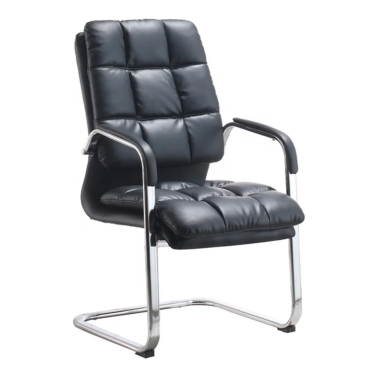 Modern office meeting room reception PU leather brown guest visitor chair with armrest