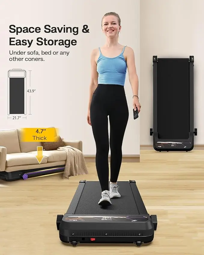 Under Table Treadmill Walking Mat with Incline, 2 in 1 Portable Treadmill with Bluetooth and Remote Control
