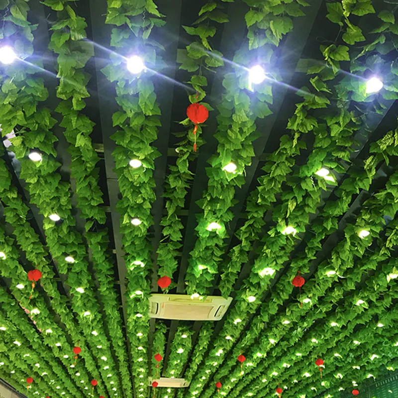 Strands Artificial Grape Vine Leaf Plants Vine Hanging Garland Fake Home Kitchen Garden Office Wedding Wall Decor