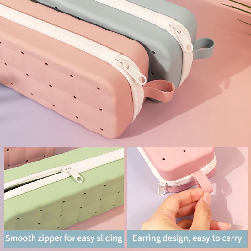 New Design DIY Candy Hole Silicone Pencil Case for School Silicone Pencil Pouch