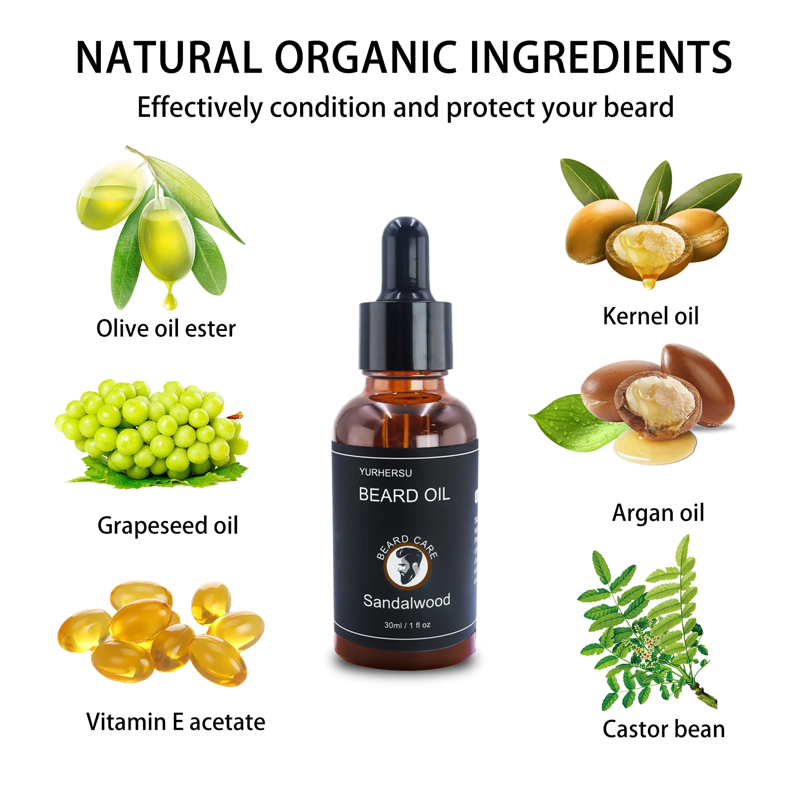 YURHERSU Wholesale Organic Beard Care Beard Growth Growing Oil Beard Oil