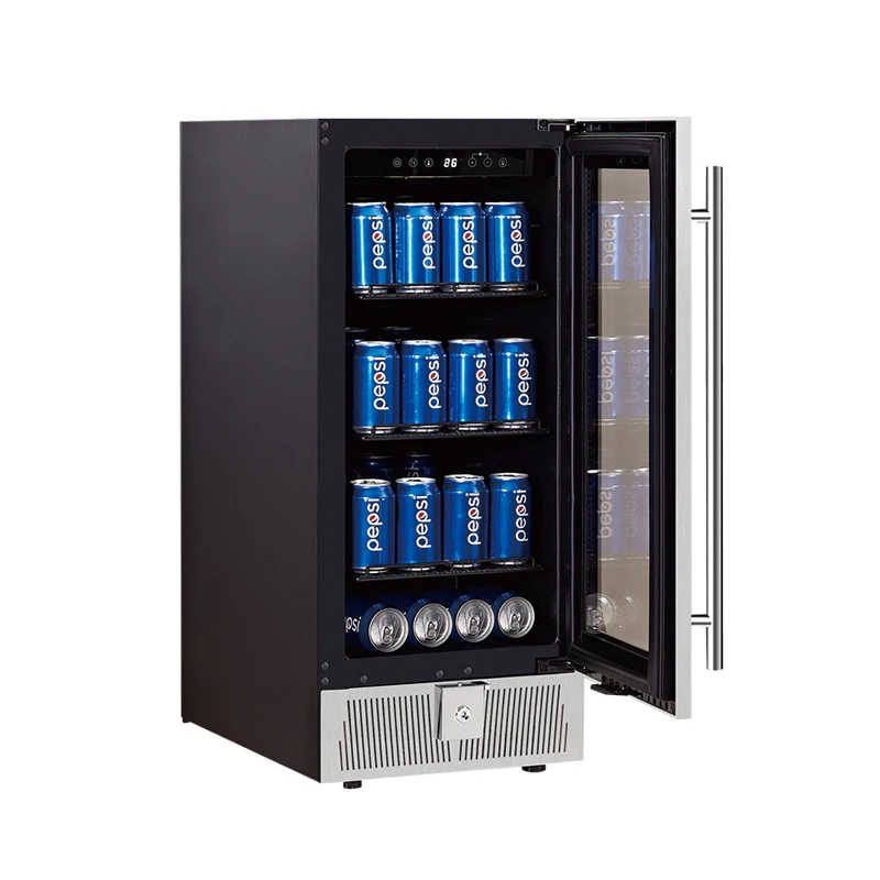 Best-Selling 24 Inches French Stainless Steel Double Glass Door Silluette Beverage Wine Cooler