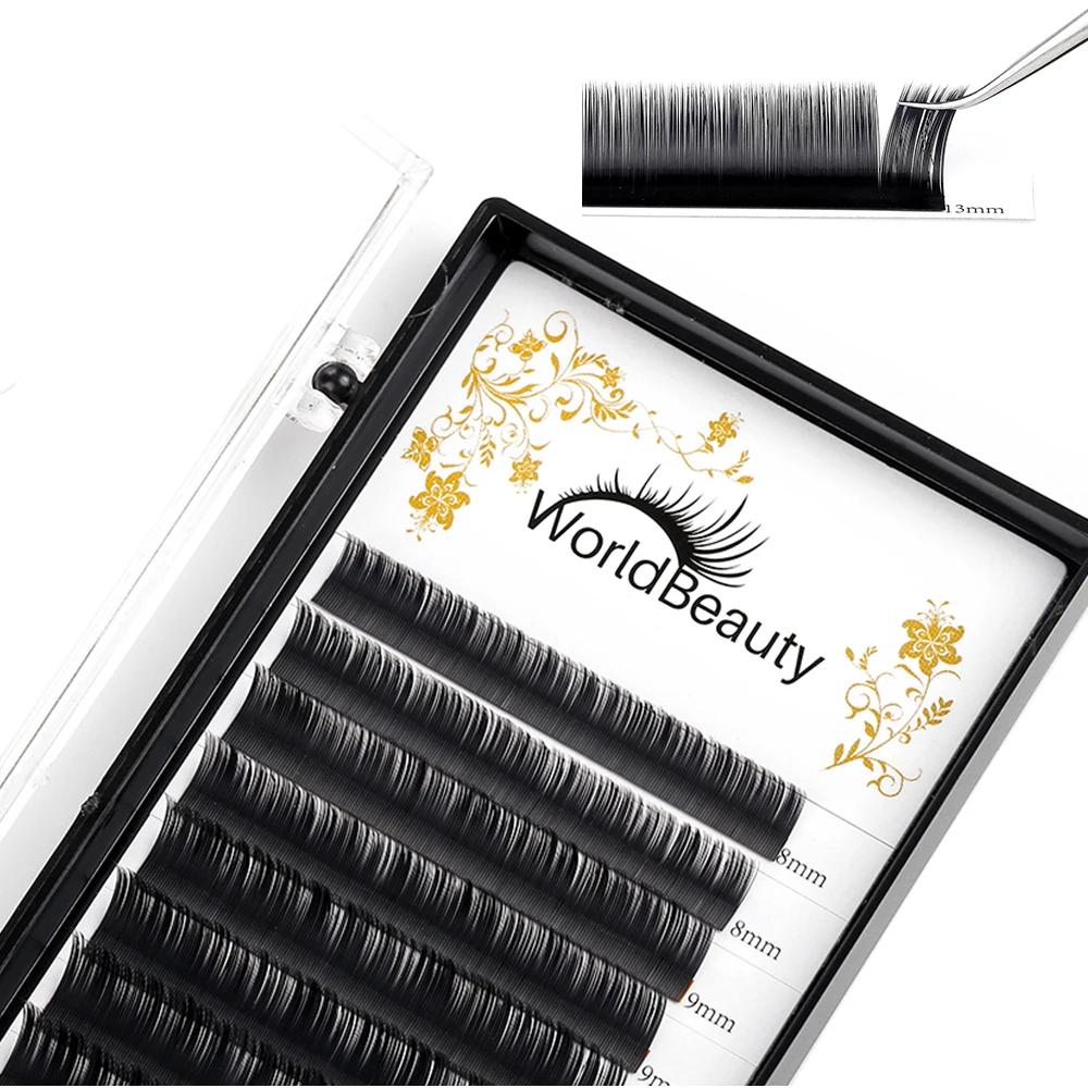 WorldBeauty Undeformed Natural Long C D curl private label lashes individual eyelashes extensions lash extension supplies