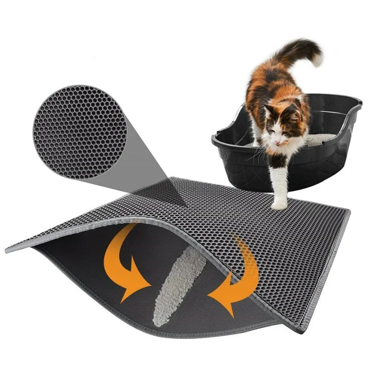 EVA Double-Layer Pet Cat Litter Floor Padded Trapper Mats with Waterproof Bottom Non-slip Cat Litter Mat