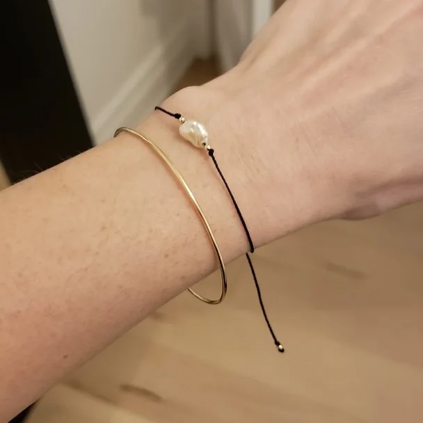 Handmade jewelry wholesale adjustable rope natural freshwater pearls bracelet