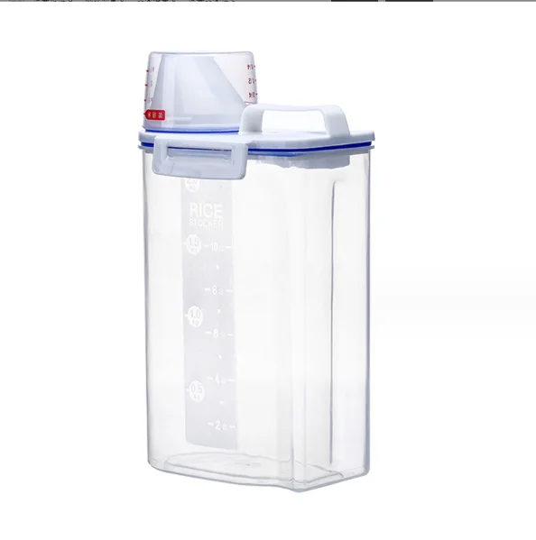 Hot Plastic Storage Tank with Measuring Cup Container Moisture-proof Sealed Jar for Pet Food Storage